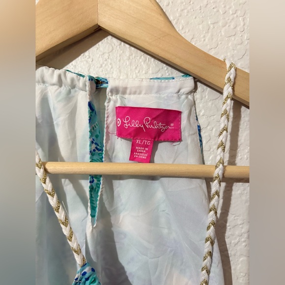 Lilly Pulitzer Target Blue Halter Top size XL Starfish print Beachy Preppy - Picture 3 of 6